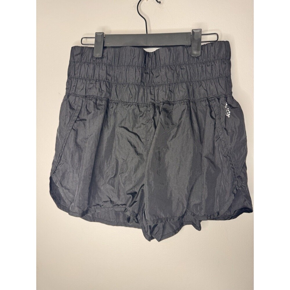 Free People Movement The Way Home Shorts Black Athletic High Rise Smocked Large